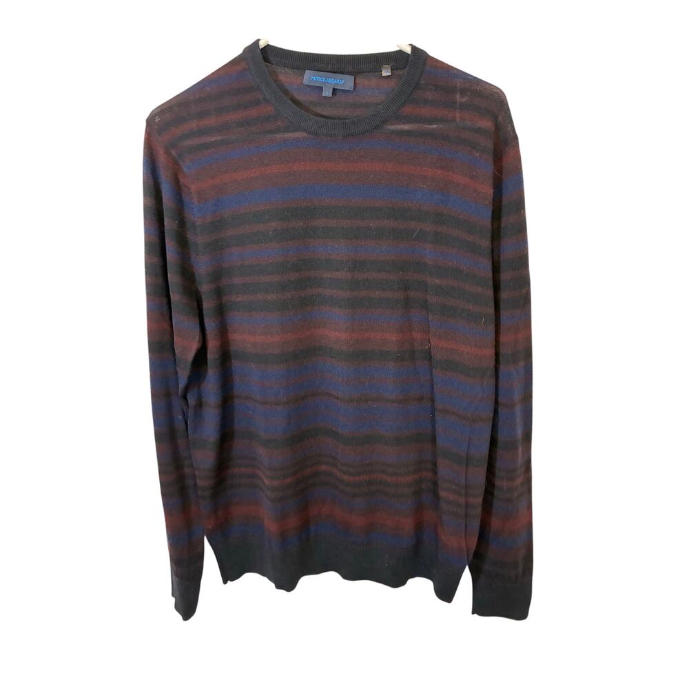 Patrick Assaraf Striped Wool Crewneck Sweater Stripe Menswear Preppy Minimalist